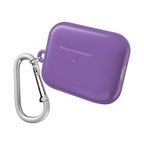 Purple hard shell AirPods and AirPods Pro protective case with carabiner clip, slim and durable design