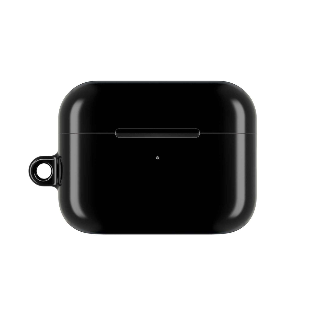 Black AirPods/Pro Protective Case with glossy finish, durable hard shell, and wireless charging compatibility.