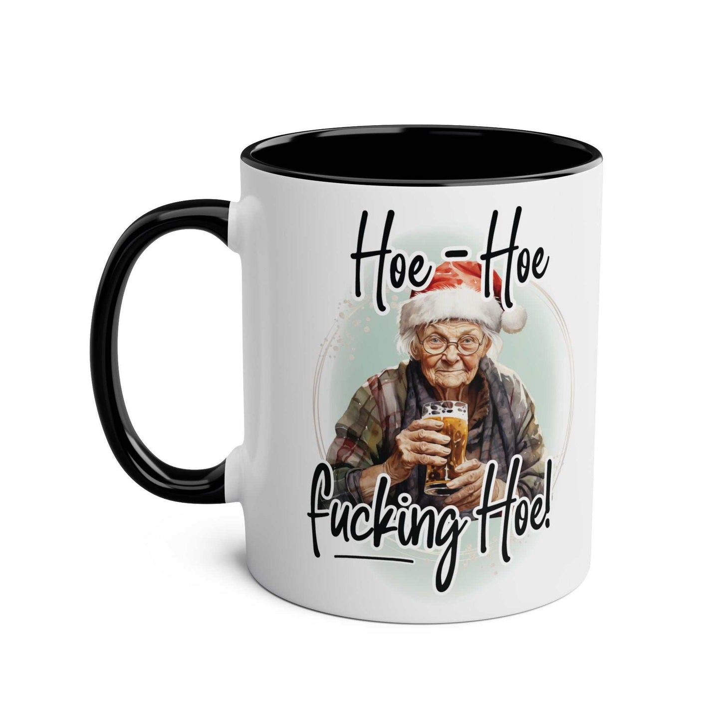 Sweary Granny Christmas Mug with cheeky festive design, glossy finish, 11oz ceramic, microwave and dishwasher safe.