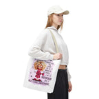 Cheeky menopause humour tote bag with durable polyester fabric and multiple handle color options