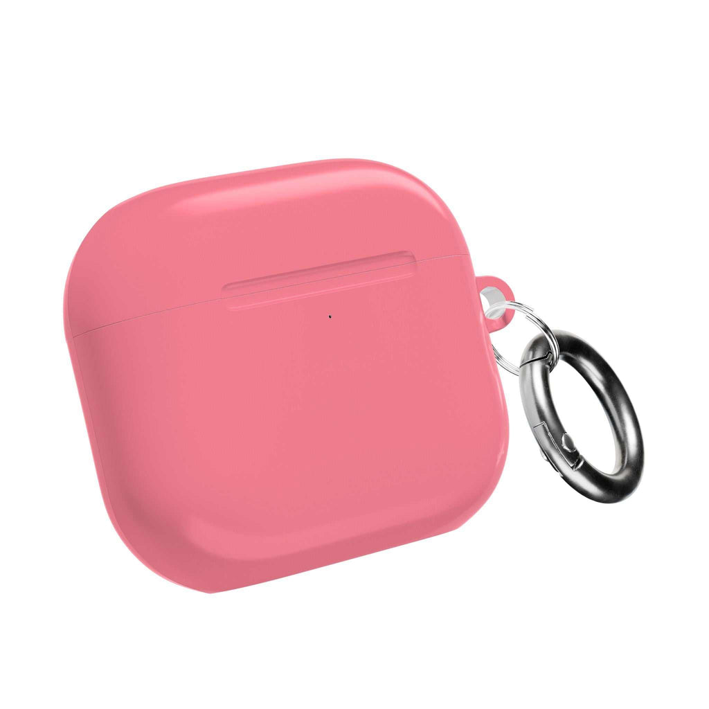 Light coral hard shell AirPods and AirPods Pro protective case with keyring, glossy finish, lightweight and durable design