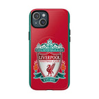 Red Liverpool FC MagSafe iPhone case with club crest and dual-layer protection