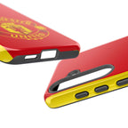 Manchester United Magnetic Samsung Case with red crest and dual-layer protection for wireless charging