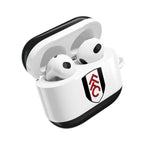 Fulham FC AirPods protective case in black and white with club crest, compatible with AirPods and AirPods Pro, shock-resistant and wireless charging support