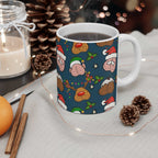 Cheeky Fun Christmas Mug with festive design, 11oz ceramic, glossy finish.