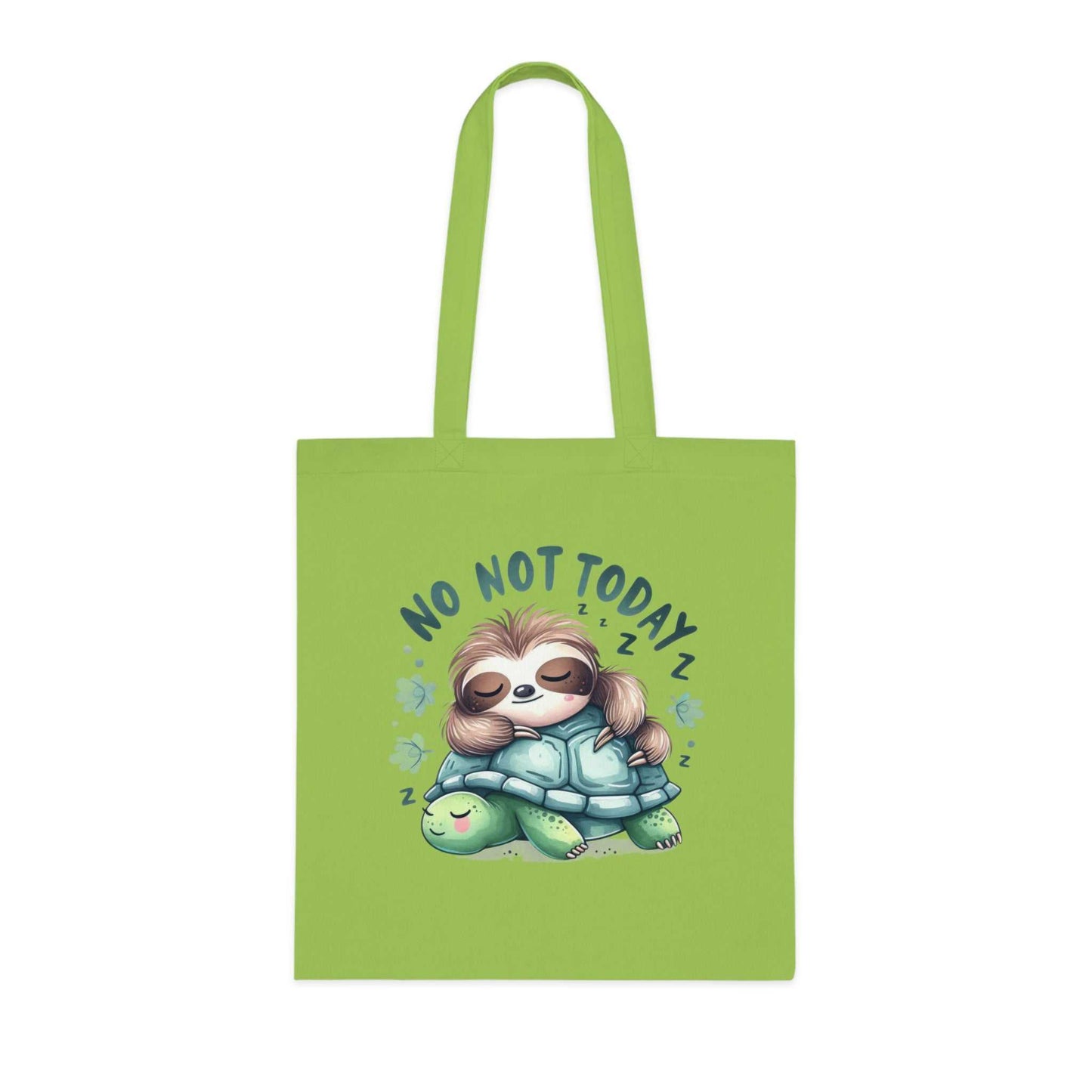 Cute sloth tote bag with vibrant design and 100% cotton fabric, perfect for sloth lovers.