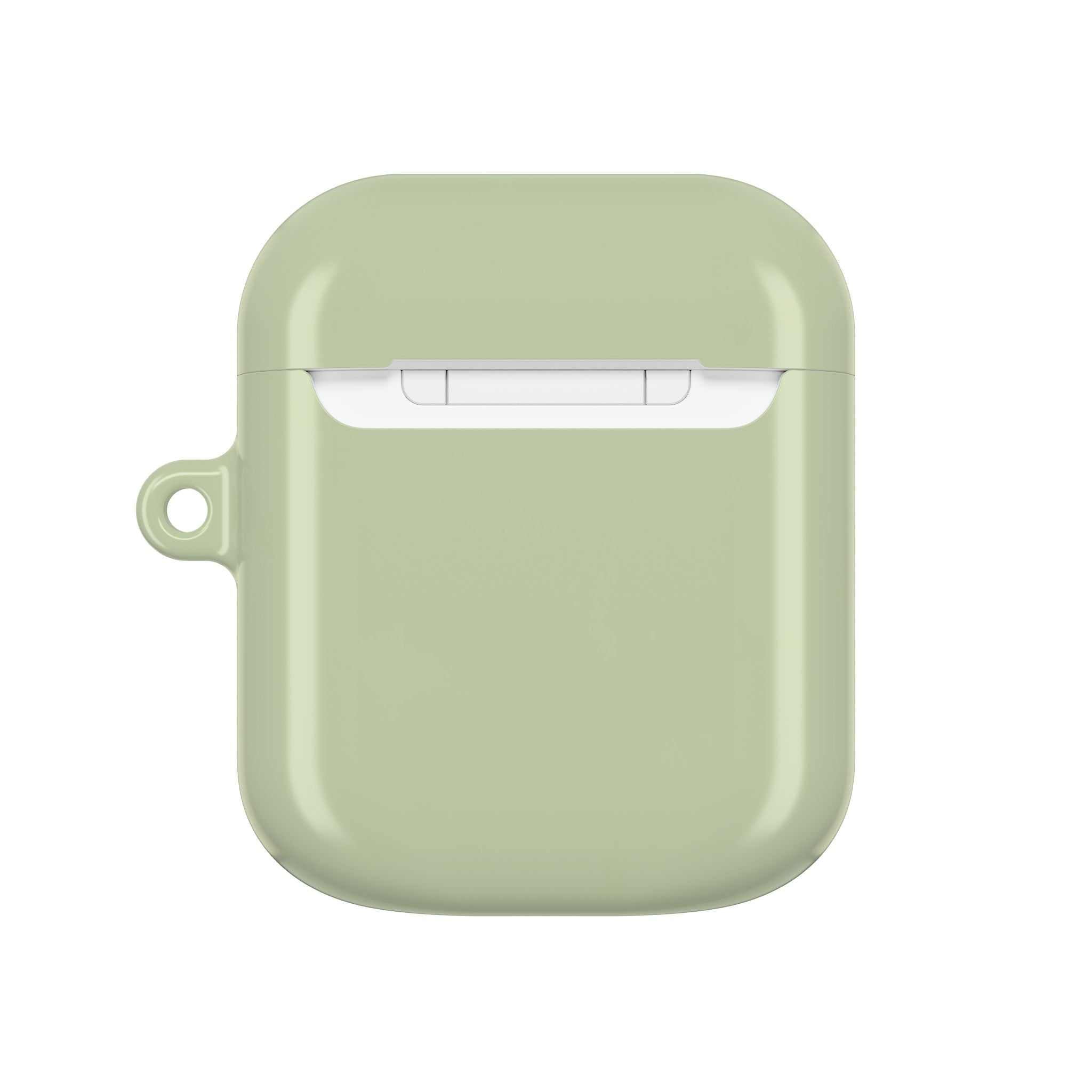 Sage green hard shell AirPods Protective Case with glossy finish and slim design