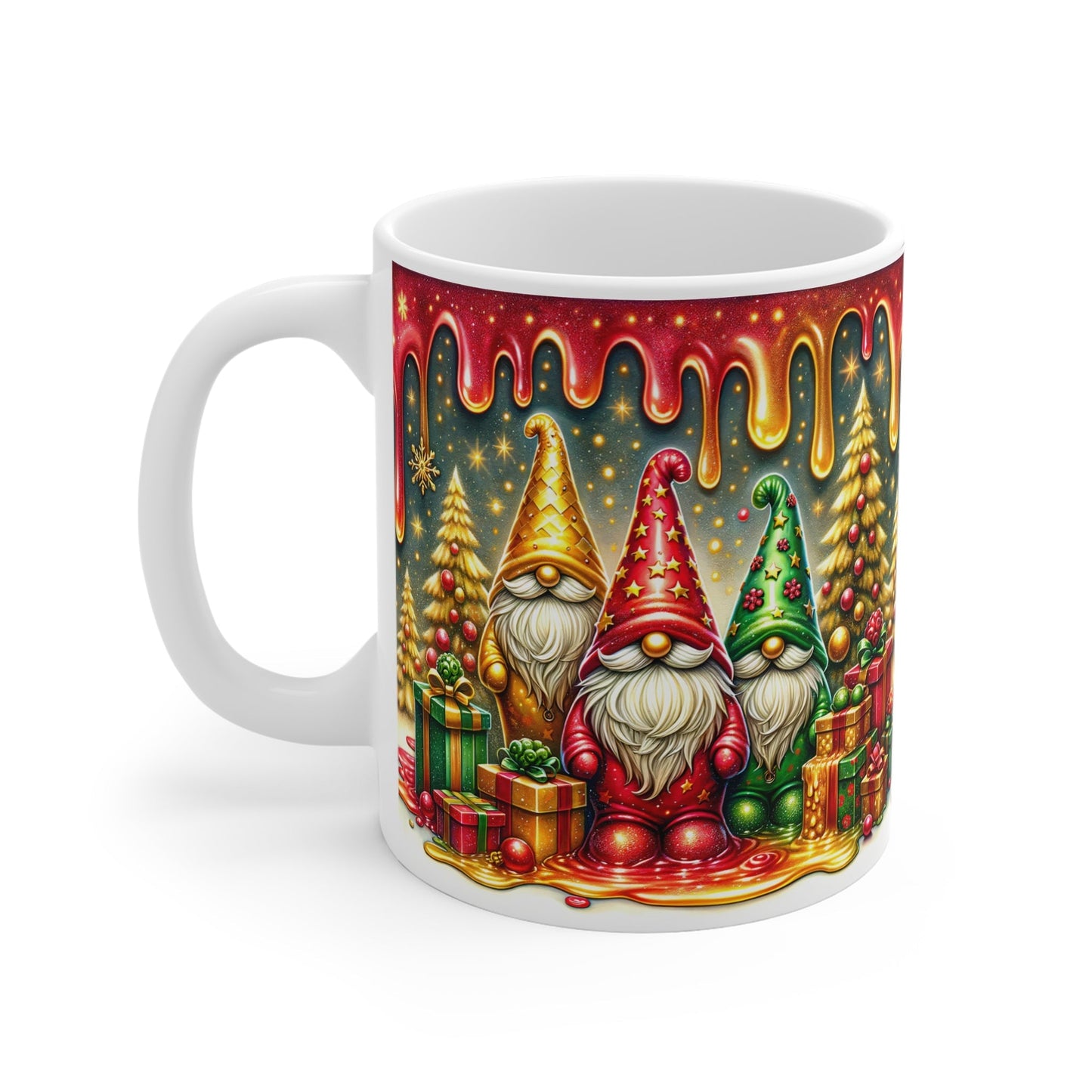 Christmas Gnome Mug with festive gnome design, 11oz ceramic, microwave and dishwasher safe.