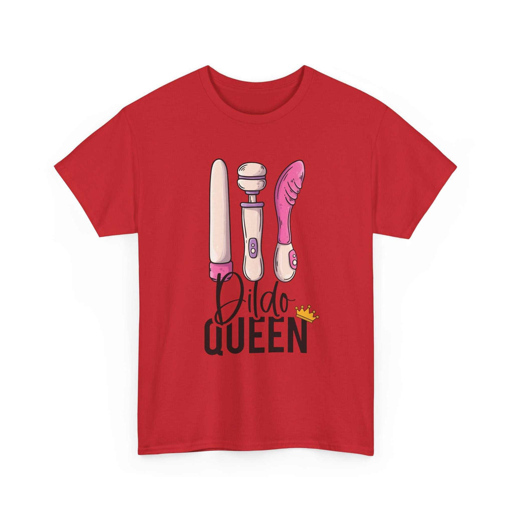 Bold Dildo Queen T-Shirt in soft cotton with vibrant print for confident, cheeky style