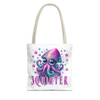 Cheeky Squirter Squid Tote Bag with fun design and durable spun polyester fabric