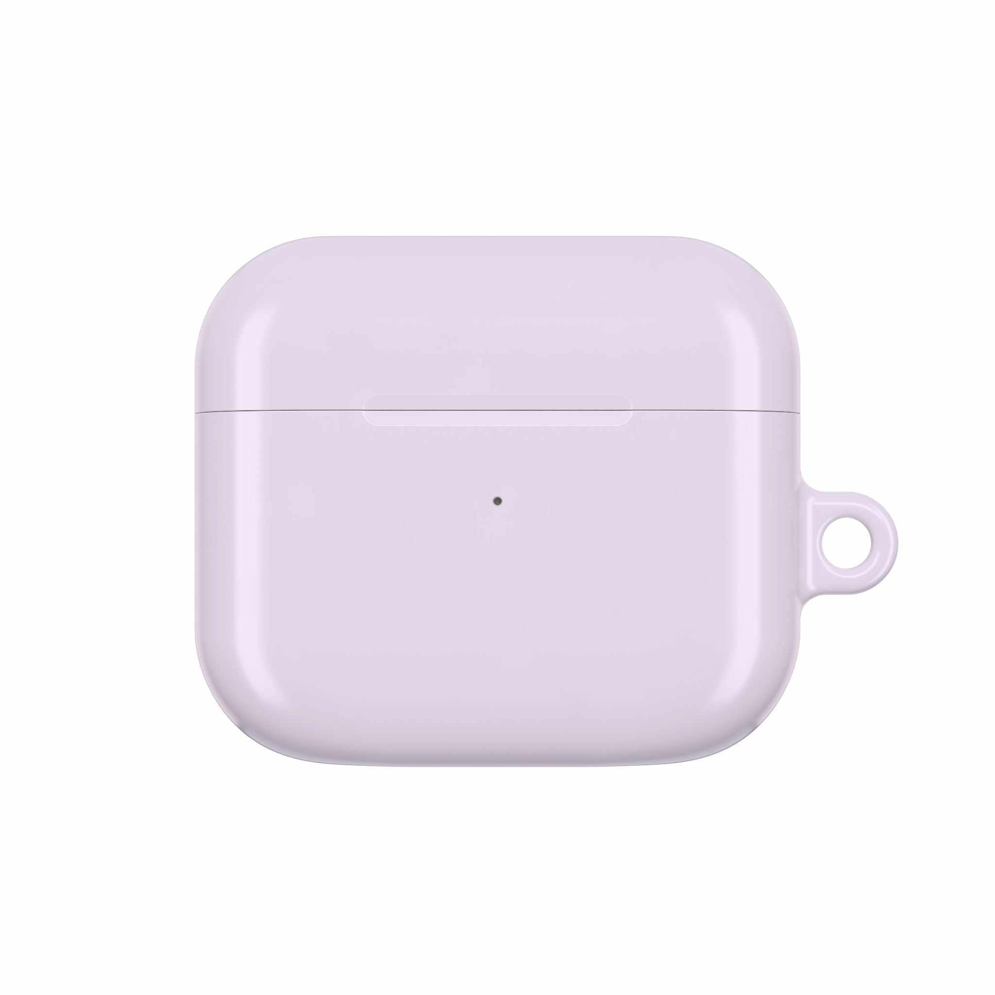 Lavender airpods protective case with glossy finish, durable hard shell, lightweight and wireless charging compatible