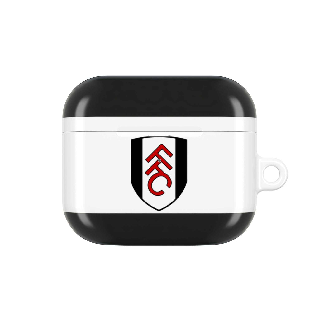 Fulham FC AirPods protective case with black and white crest design, durable and shock-resistant for AirPods and AirPods Pro