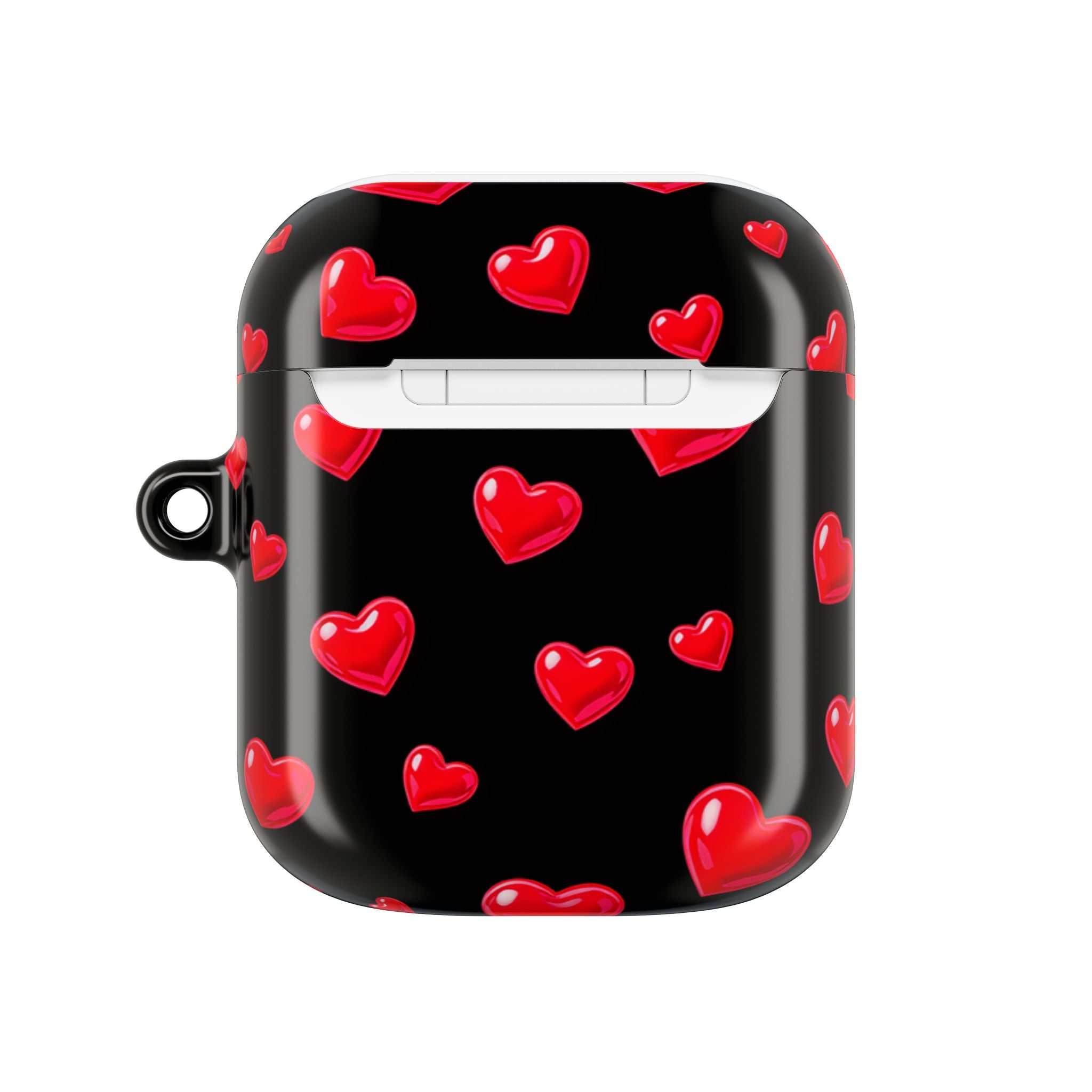 Black AirPods case with red hearts protective cover for AirPods and AirPods Pro