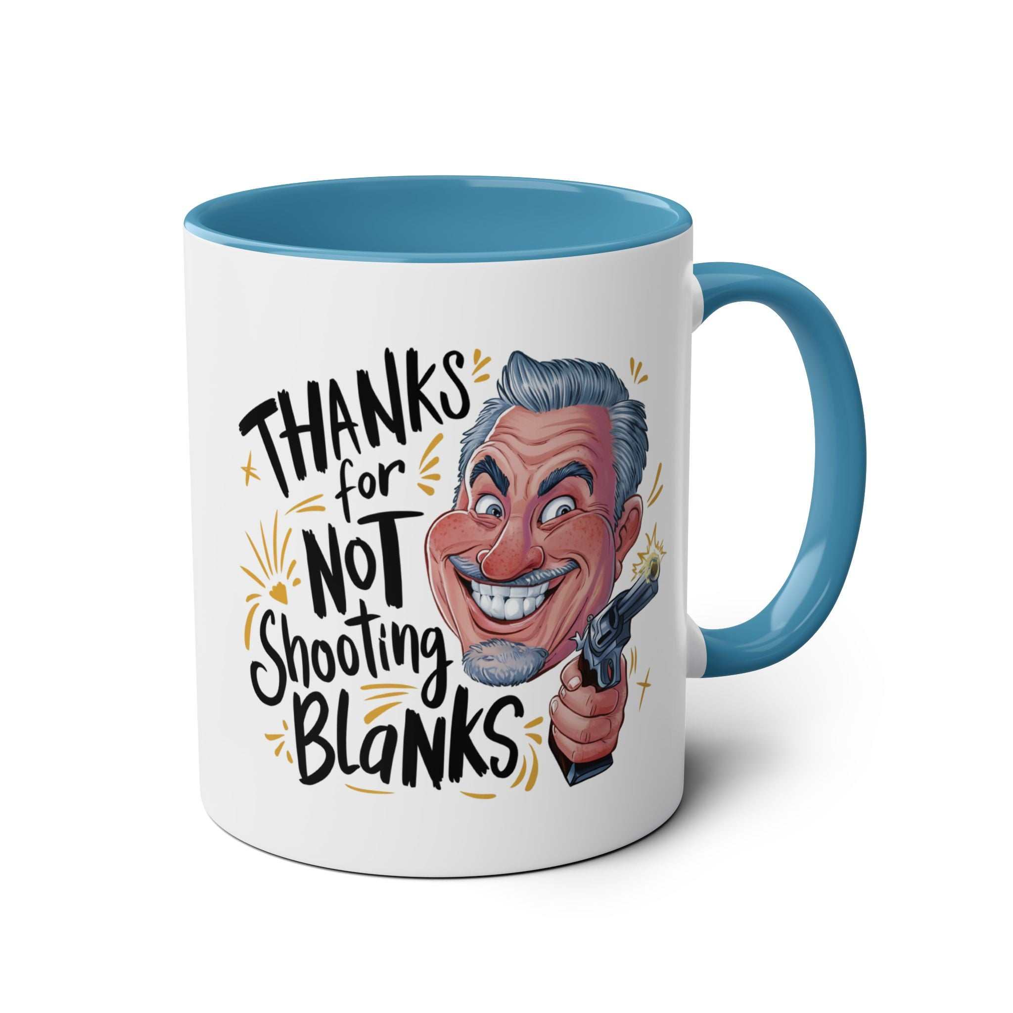 Fun Fathers Day Gift Mug with humorous design, available in 6 colors, 11oz ceramic, glossy finish, microwave and dishwasher safe.