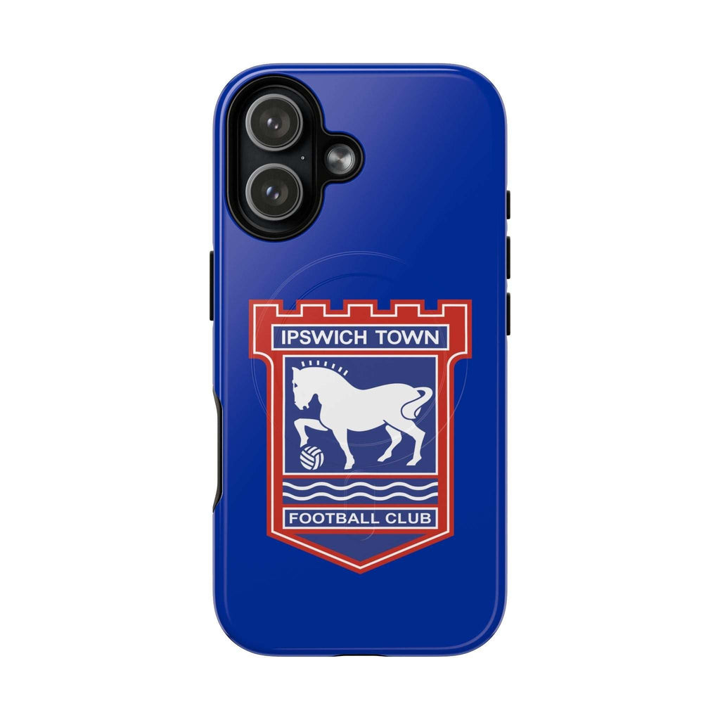 Ipswich Town MagSafe iPhone case with club crest, blue, dual-layer protection, MagSafe compatible