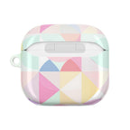 Pastel geometric print hard shell protective case for AirPods and AirPods Pro with glossy finish and vibrant colors
