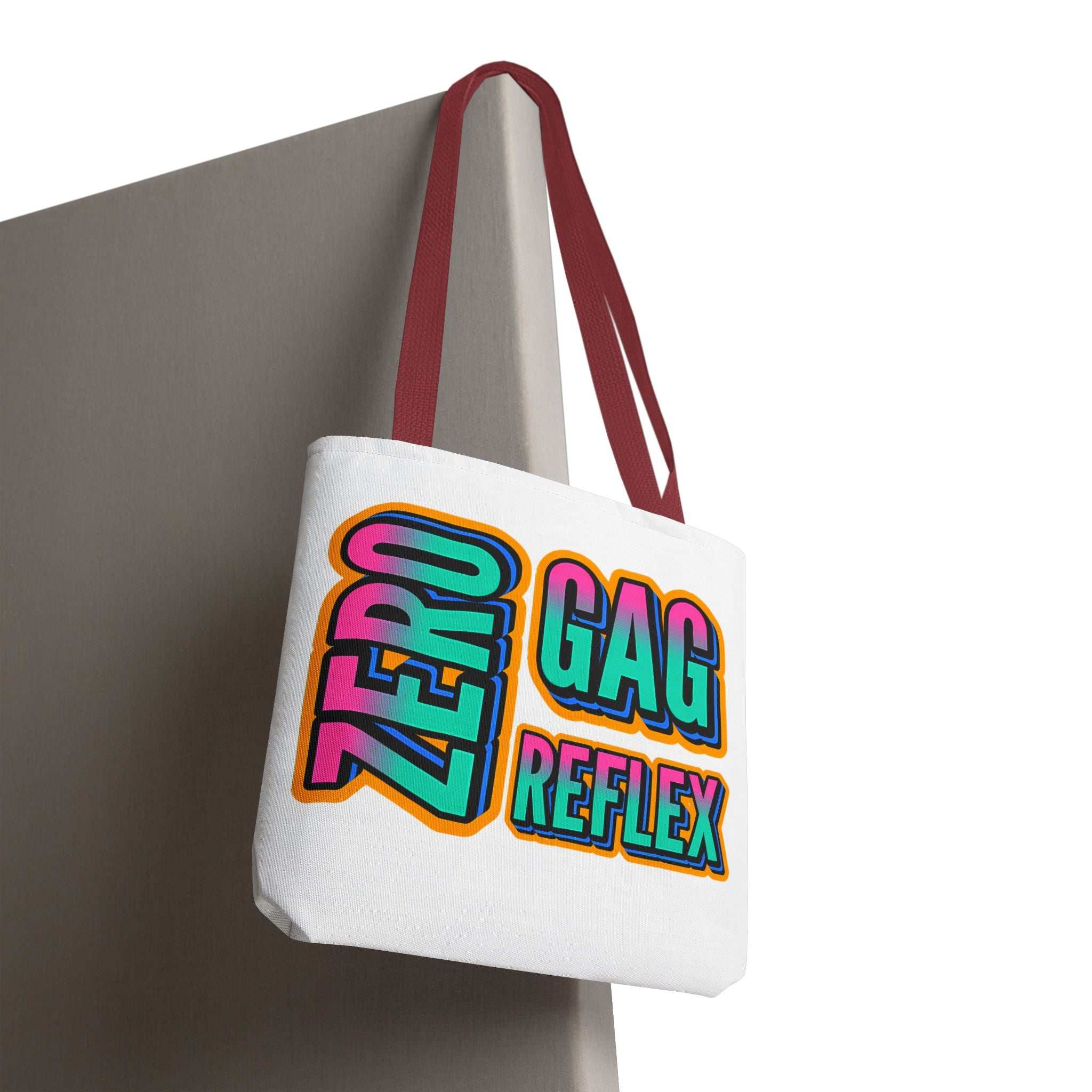 Zero Gag Reflex Tote Bag with cheeky design, durable spun polyester, multiple sizes and handle colors, perfect for daily use