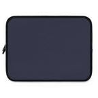 deep blue neoprene laptop sleeve with dual zipper and soft foam lining for protection