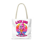 Cheeky Lick Me Till Ice Cream Tote Bag with durable spun polyester and multiple handle colors