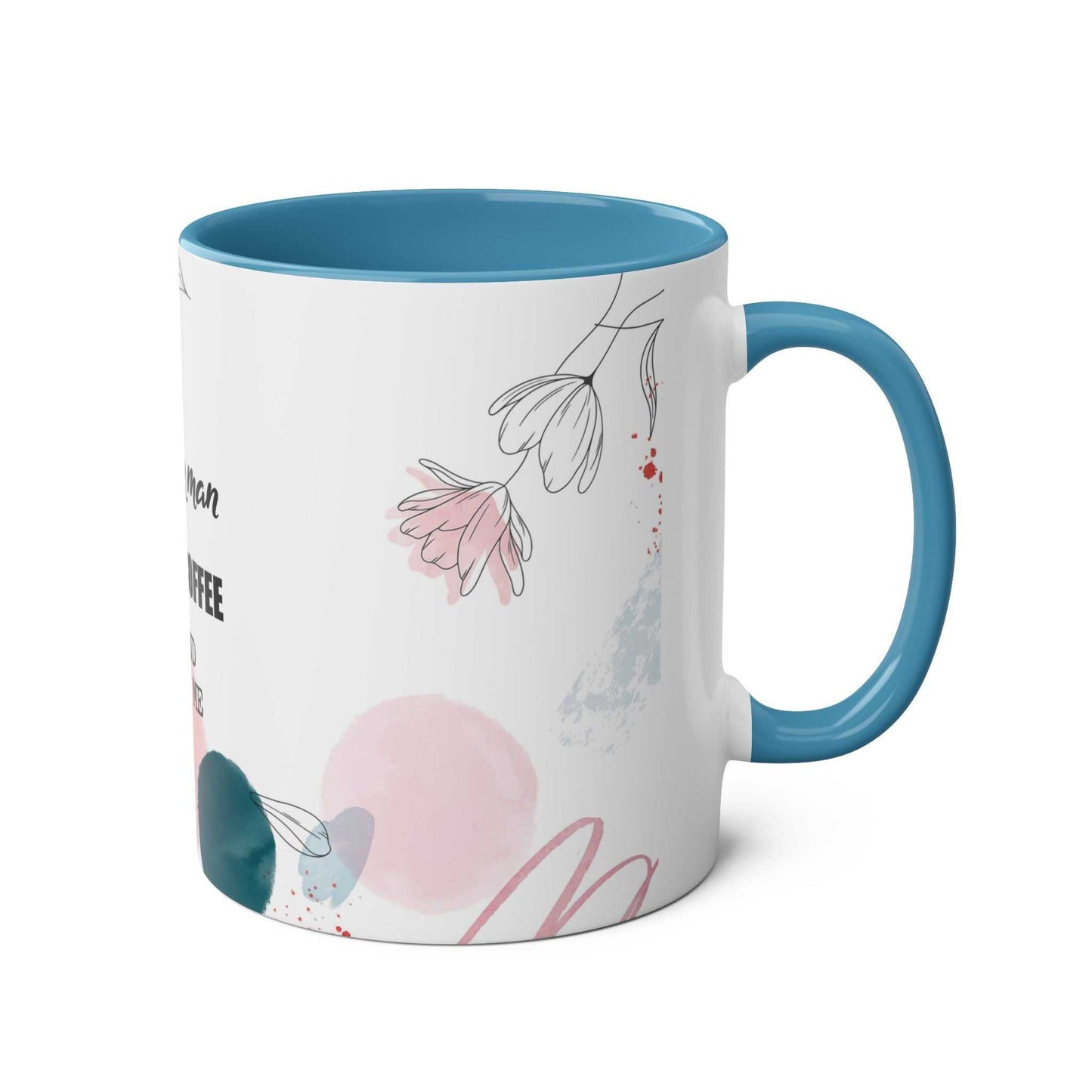 Cheeky Fun Valentines Mug with colorful design and blue interior.