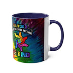 Vibrant LGBTQ+ Pride mug with rainbow design, glossy ceramic finish, and inspirational message.