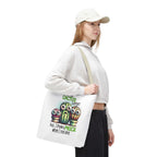 Fun cactus tote bag with cheeky design and colorful handles