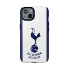Tottenham FC MagSafe compatible iPhone case with white and navy design, Spurs crest, dual-layer protection, and shock-absorbing TPU liner