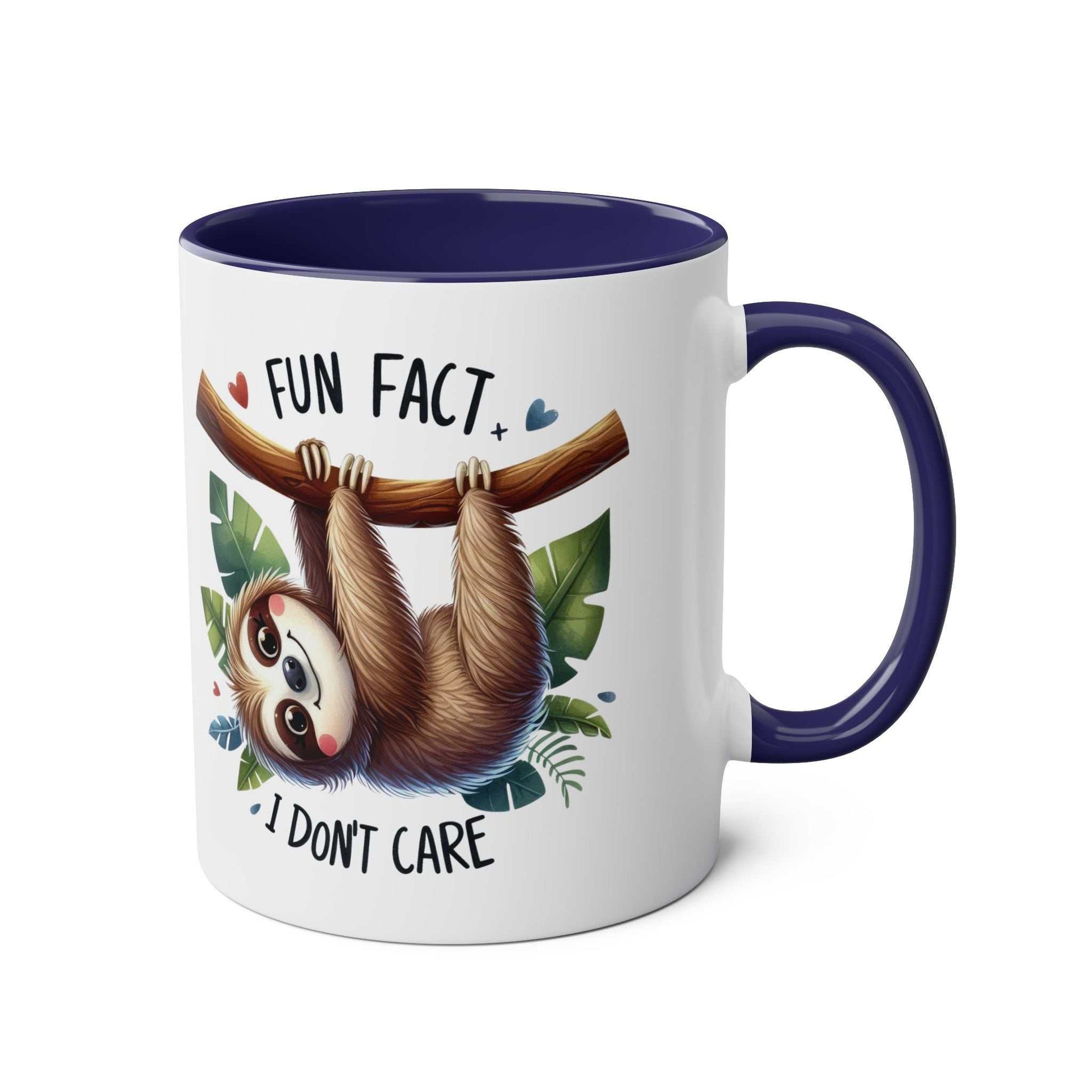 Cute sloth coffee mug with a whimsical design, perfect for animal lovers, featuring a glossy finish.