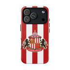 Sunderland FC MagSafe iPhone case with red and white stripes and club crest, dual-layer protection, MagSafe compatible