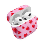 Pink Hearts AirPods protective hard shell case with vibrant red hearts design, compatible with AirPods and AirPods Pro.