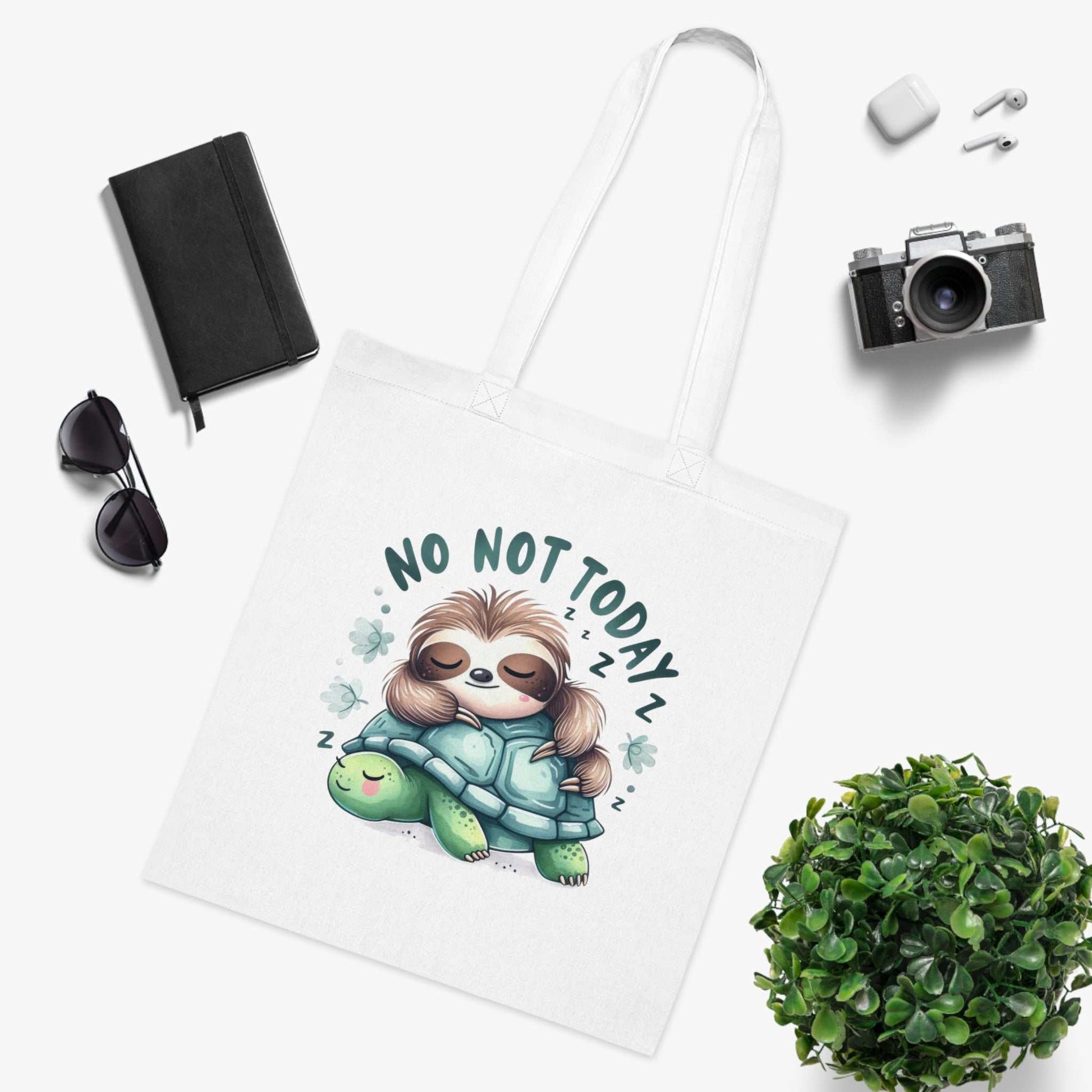 Cotton tote bag with cute sloth design, ideal for sloth lovers and stylish errands.