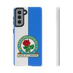 Blackburn Rovers magnetic Samsung phone case in blue and white with club crest and dual-layer protection