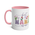 Best Nana Ever Mother's Day gift mug with floral design and pink handle.