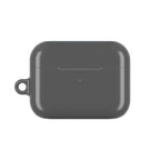 Gunmetal grey hard shell AirPods protective case with glossy finish and keychain loop