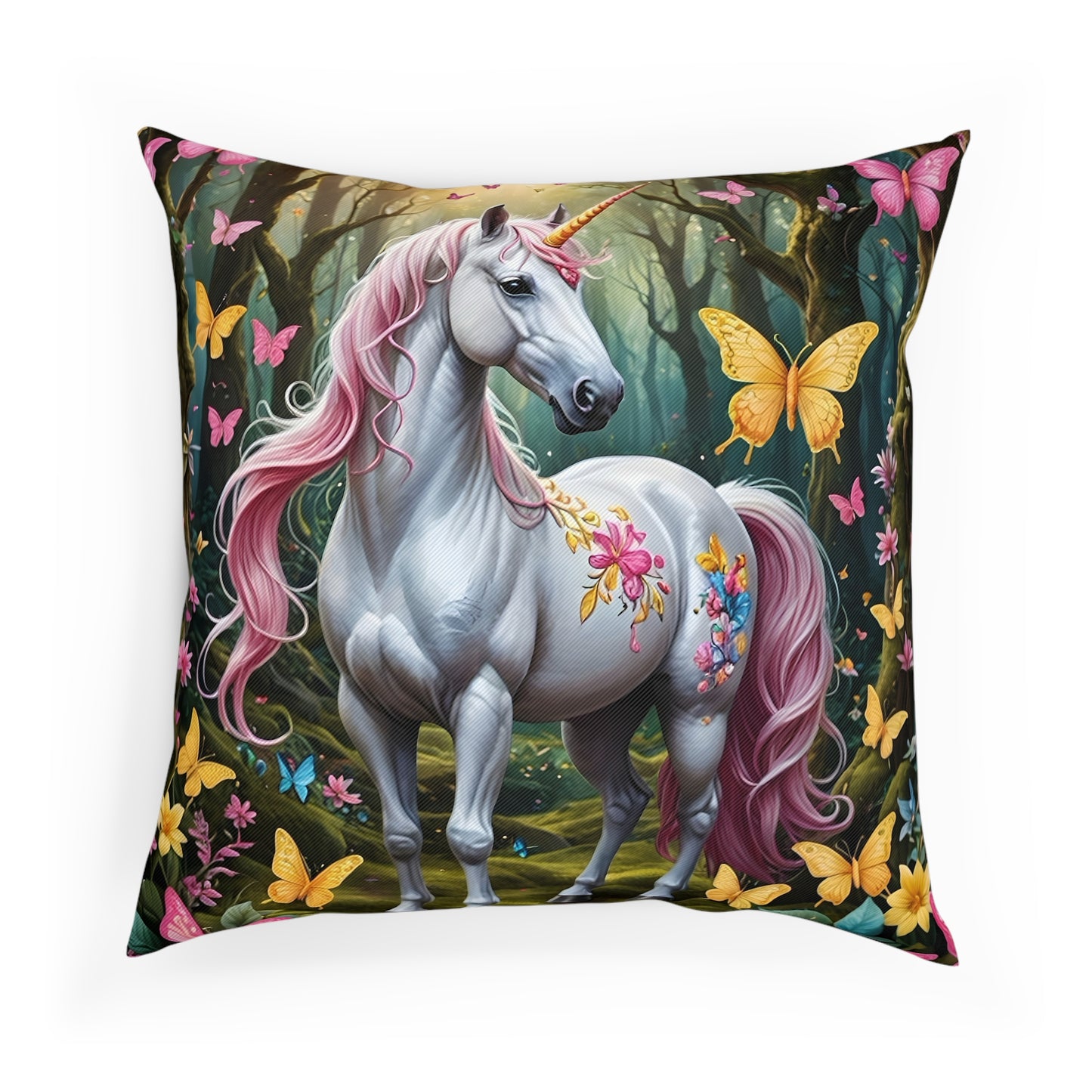 Beautiful Mythical Unicorn Cotton Drill Square Cushion