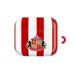 Sunderland FC AirPods protective case with red and white stripes and club crest, durable and wireless charging compatible