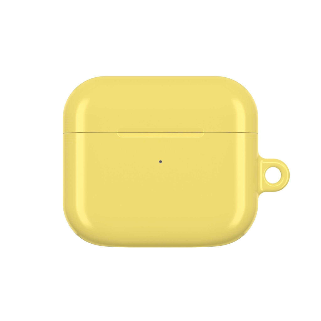 Lemon yellow protective hard shell case for AirPods and AirPods Pro with glossy finish and wireless charging compatibility