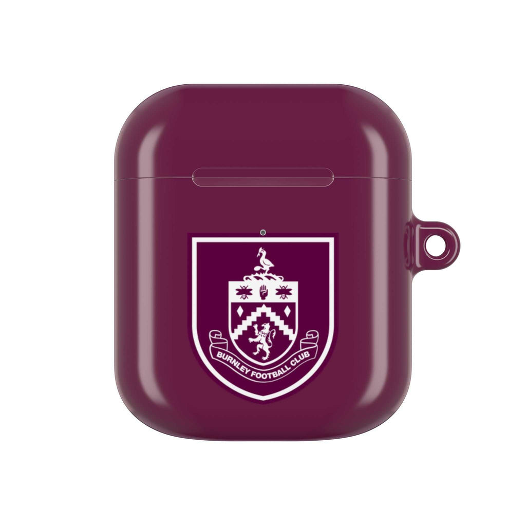 Burnley FC AirPods protective case in claret with club crest, durable and wireless charging compatible