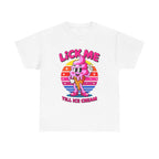 Lick Me Till Ice Cream T-Shirt with playful ice cream design on soft, breathable cotton tee