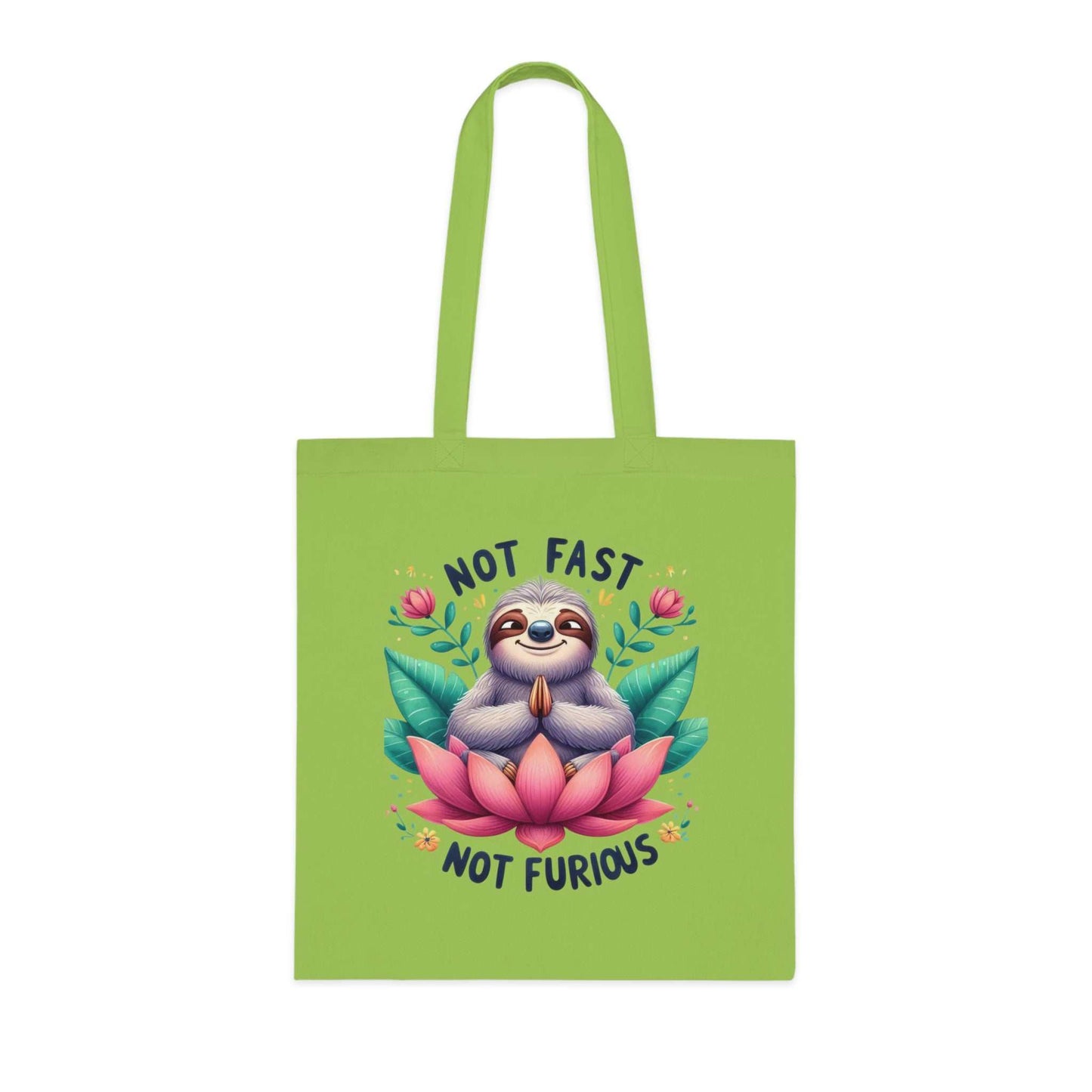 Cotton tote with cute sloth design, vibrant colors, and playful vibe for sloth lovers.