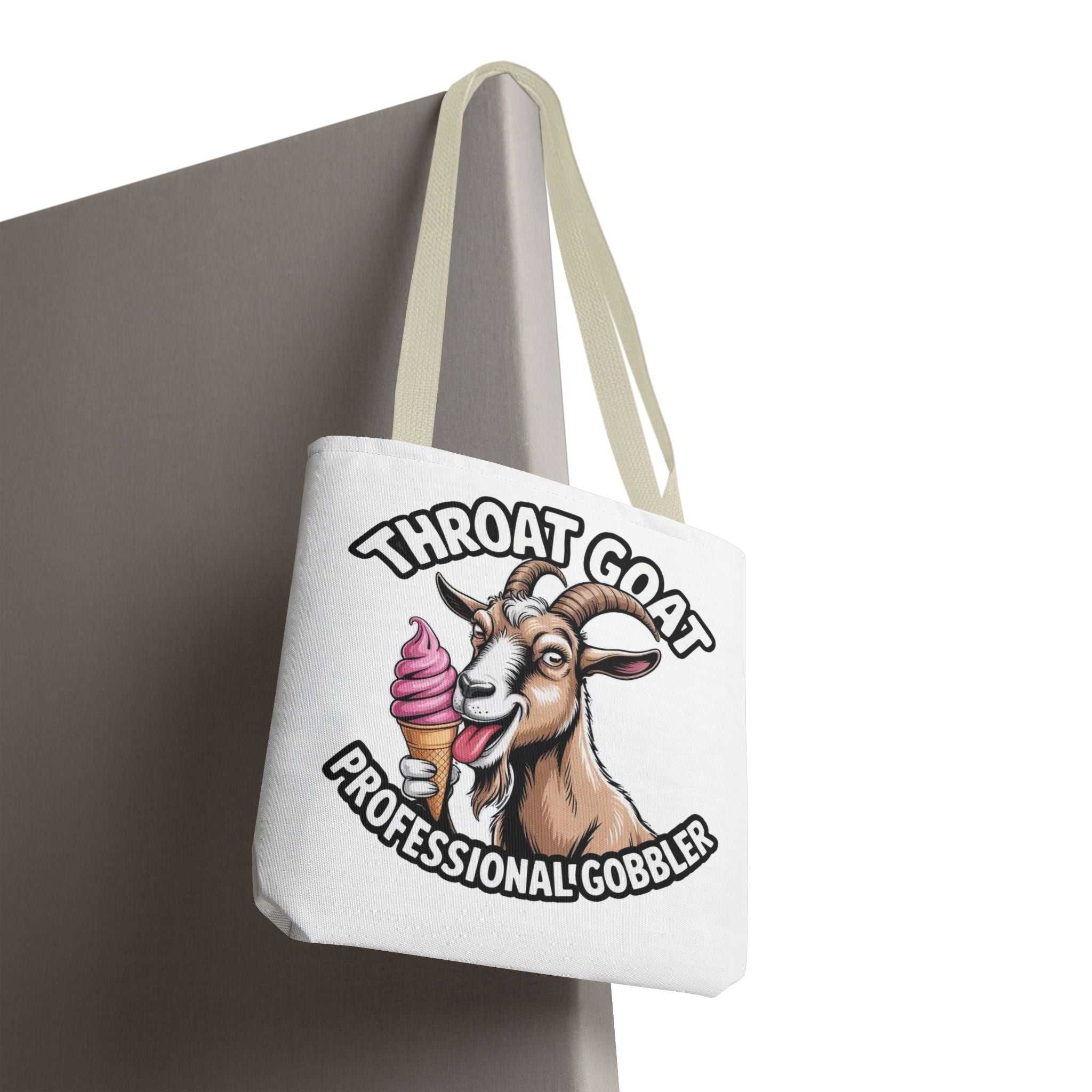 Professional Gobbler Funny Tote Bag with cheeky design, durable polyester, multiple sizes, and handle color options