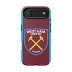 West Ham Utd MagSafe iPhone case with claret and blue colors and official-inspired crest, shock-absorbing dual layer protection