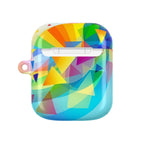 Vibrant geometric pride AirPods Pro protective case with colorful abstract design and glossy finish