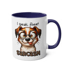 Sarcasm Coffee Mug with quirky dog design and playful slogan, 11oz ceramic, glossy finish.