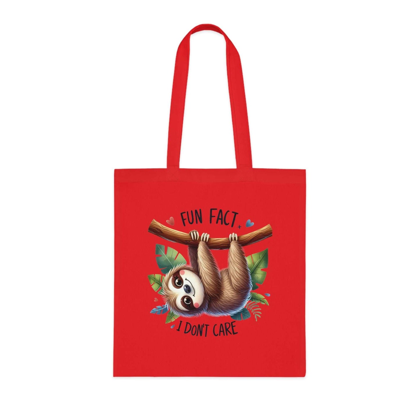 Cotton tote bag with cute sloth design, vibrant colors, and durable 100% cotton fabric.