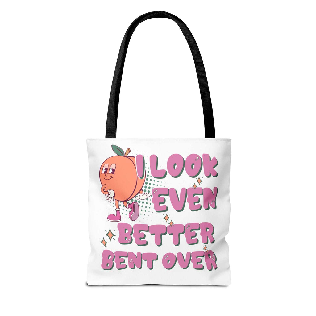Cheeky Even Better Bent Over Tote Bag in multiple sizes with colorful handles and durable polyester fabric