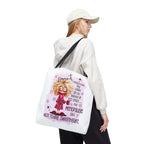 Cheeky menopause humour tote bag with durable spun polyester and colorful handles for daily use