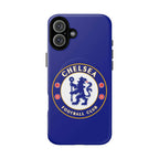 Chelsea FC MagSafe iPhone case in royal blue with club crest and dual-layer durable protection