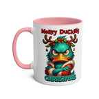 Sarky Christmas mug with duck design, available in 7 colors, 11oz ceramic.