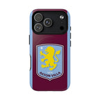 Aston Villa MagSafe iPhone case with claret and blue colors and official-inspired crest, dual-layer protection, and MagSafe compatibility.